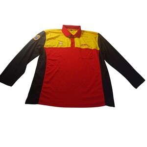 DHL CIS Uniform Polo L Long Sleeve Red Yellow Black Workwear Shirt Colorblock
